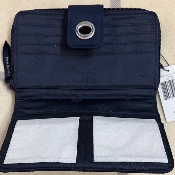 Vera Bradley Navy RFID Turnlock Quilted Wallet - Picture 7 of 12